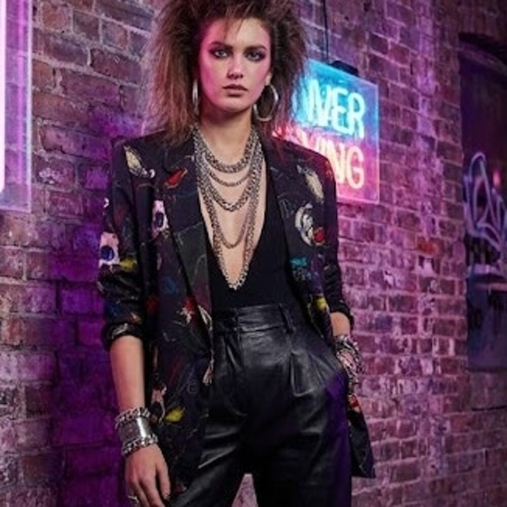 Kensington Square Vintage Large Blazer Lined 1980s GLAM Rock Punk rockabilly